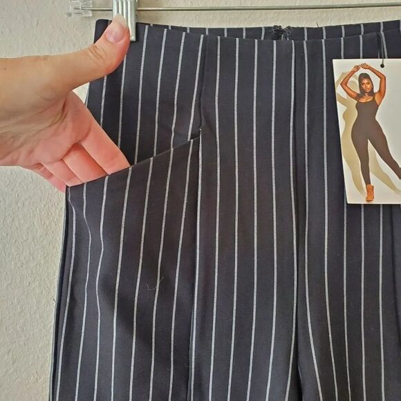 Naked Wardrobe The Pinstripe Cigarette Pants in Black - Picture 10 of 13
